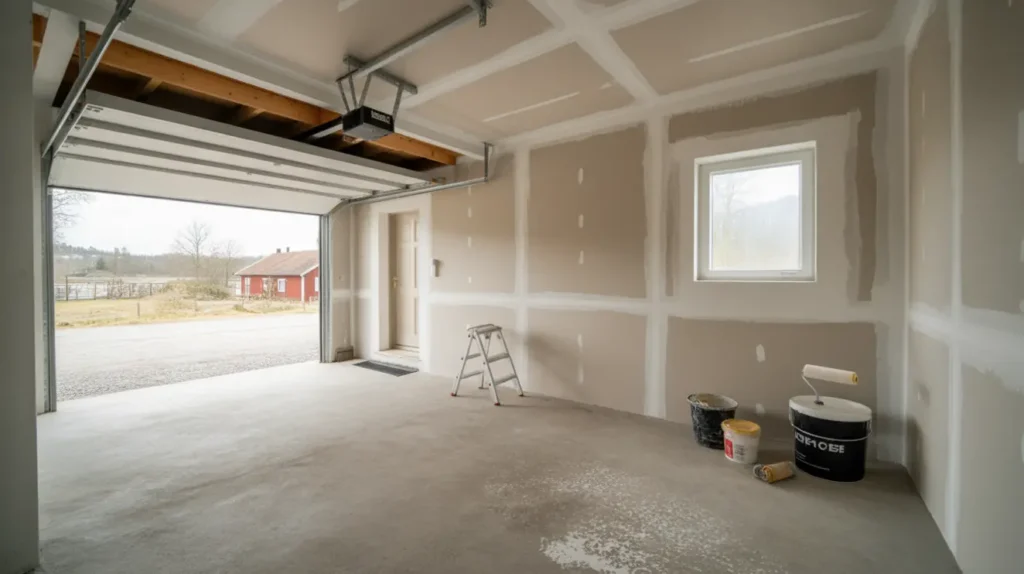 garage inv ndigt spacklades och m lades vitt i hummelsta enk ping